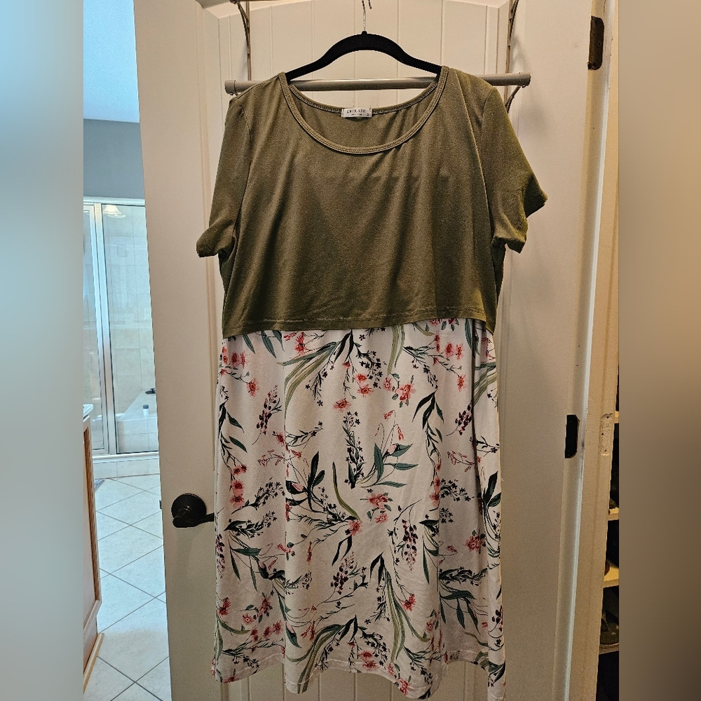 Green and Floral Nursing Dress